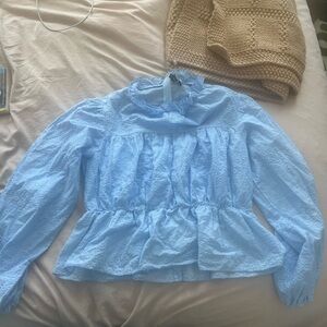 Light Blue Ruffled Blouse